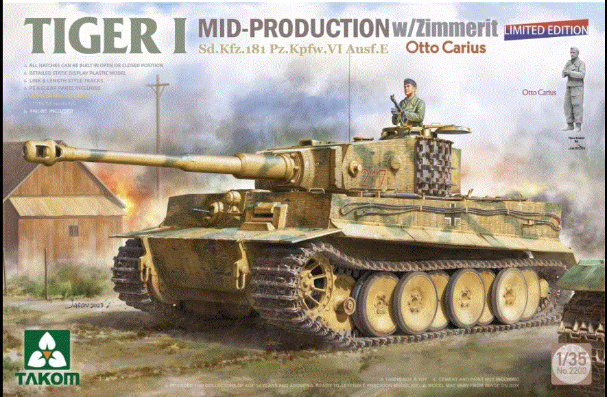 Takom 1:35 Tiger I Mid Prod. w/ZIMMERIT Sd.Kfz.181 Pz.Kpfw.VI Otto Carius