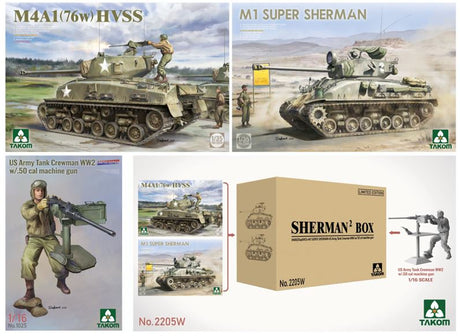 Takom 1/35 Big Box Sherman Set Limited Edition Set (2 Tanks & 1 X 1/16 Figure). Scale Model [variant_option4]