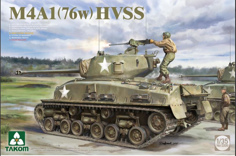 Takom 1/35 Sherman M4A1 (76w) HVSS Wet Stowage PLUS 1/16 Figure