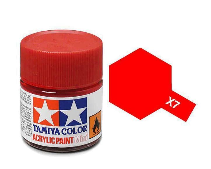 Tamiya 10ml Acrylic High Gloss Paint: X-1 to X-19 Model Paint X-7 Red [variant_option4]