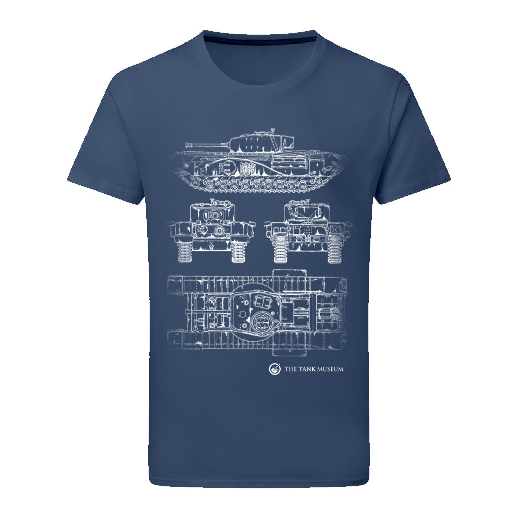 Churchill VII Tank Blueprint T-Shirt