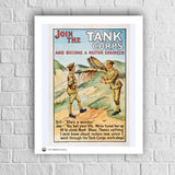 Art Print: Vintage Poster Join the Tank Corps Wall Art 11x14" No Frame [variant_option4]