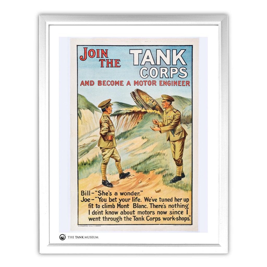 Art Print: Vintage Poster Join the Tank Corps Wall Art 11x14" With White Frame [variant_option4]