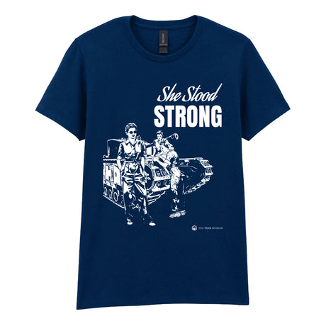 Women in Warfare 'She Stood Strong' Monochrome Ladies T-Shirt T-Shirt Navy S [variant_option4]