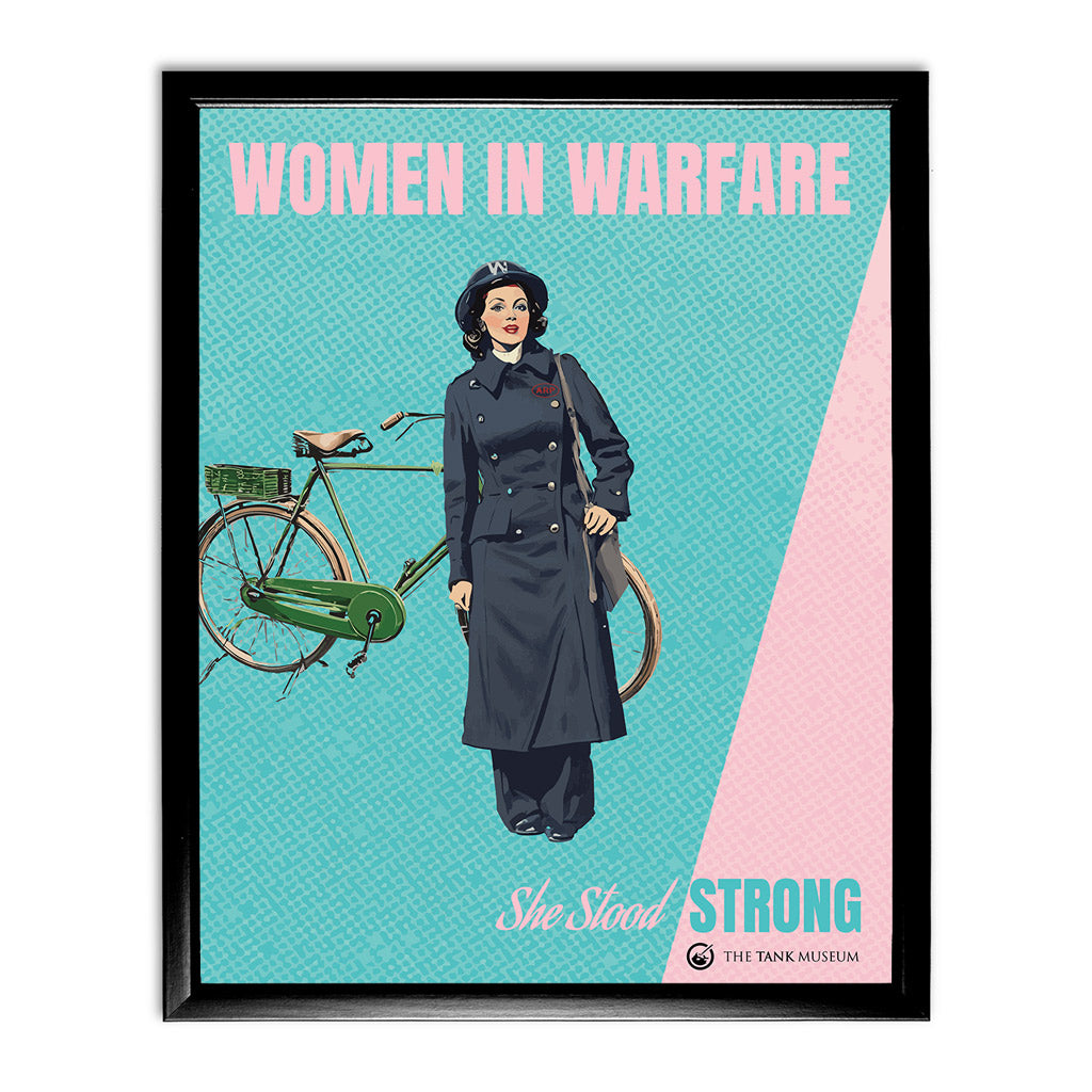 Art Print: Women in Warfare She Stood Strong Air Raid Precautions Bicycle