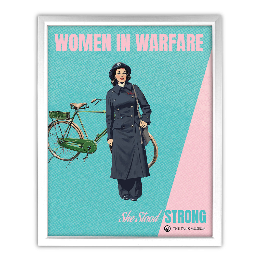 Art Print: Women in Warfare She Stood Strong Air Raid Precautions Bicycle