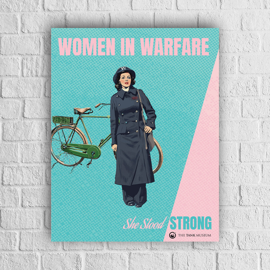 Art Print: Women in Warfare She Stood Strong Air Raid Precautions Bicycle