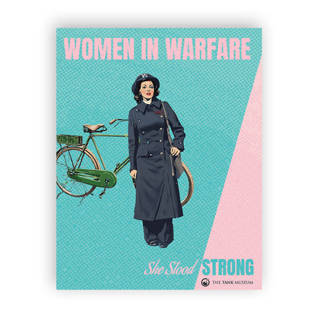 Art Print: Women in Warfare She Stood Strong Air Raid Precautions Bicycle