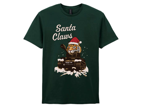 Santa Claws Christmas T-Shirt - Online Exclusive (needs link to other xmas products) (Copy) T-Shirt On Demand Star Editions Forest Green S