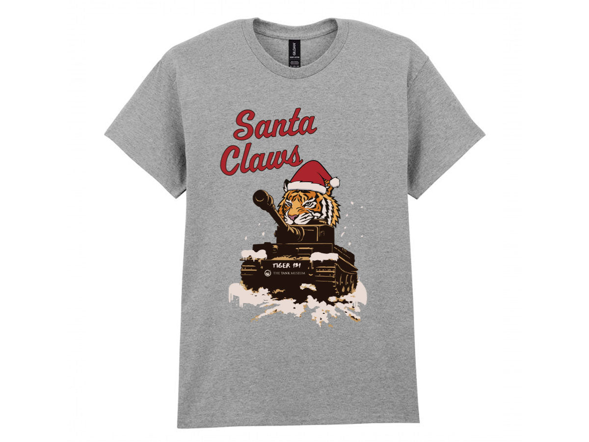 Santa Claws Christmas T-Shirt - Online Exclusive (needs link to other xmas products) (Copy) T-Shirt On Demand Star Editions Grey S