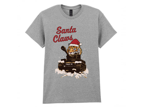 Santa Claws Christmas T-Shirt - Online Exclusive (needs link to other xmas products) (Copy) T-Shirt On Demand Star Editions Grey S