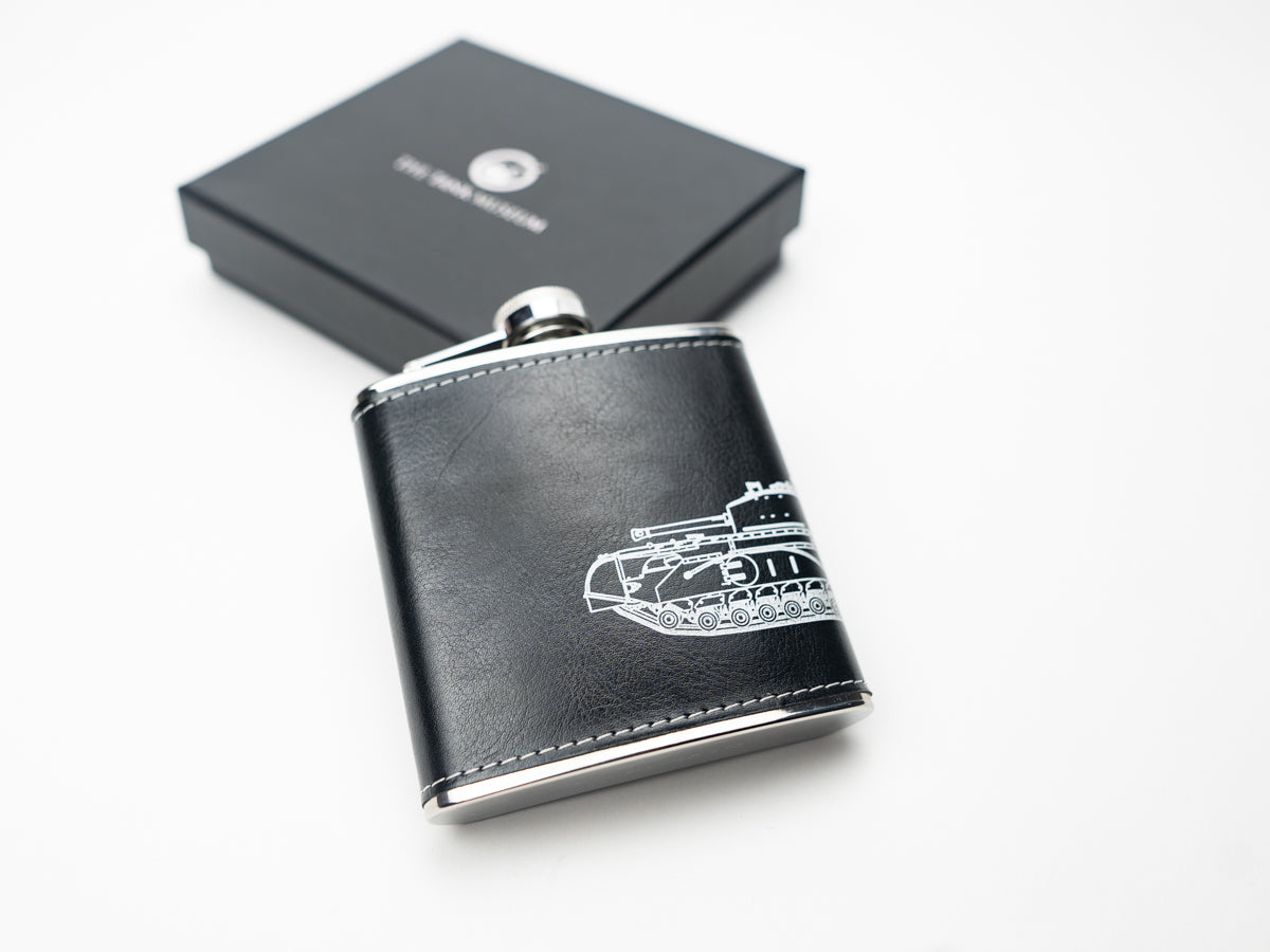 Tank Museum Exclusive Leatherette Churchill Tank Hip Flask (WORM) (BARCODE) (Copy) Drinkware Dalaco