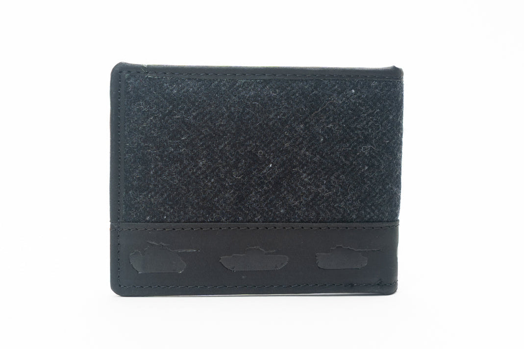 Tweed Black leather Card holder
