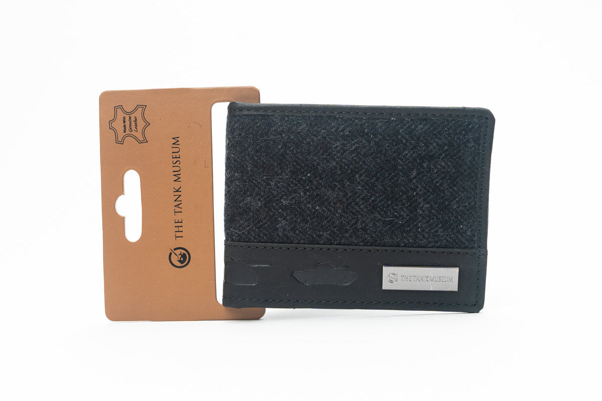 Tweed Black leather Card holder