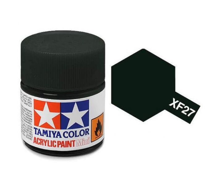 Tamiya 10ml Acrylic Paints (Flat): XF-21 to XF-28 Model Paint XF-27 Black Green [variant_option4]
