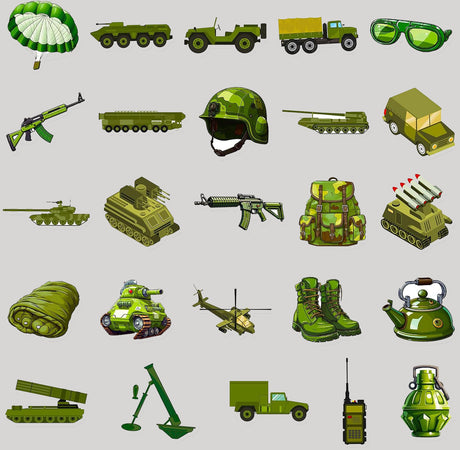 Army Stickers Set of 50 Stationery Kombat
