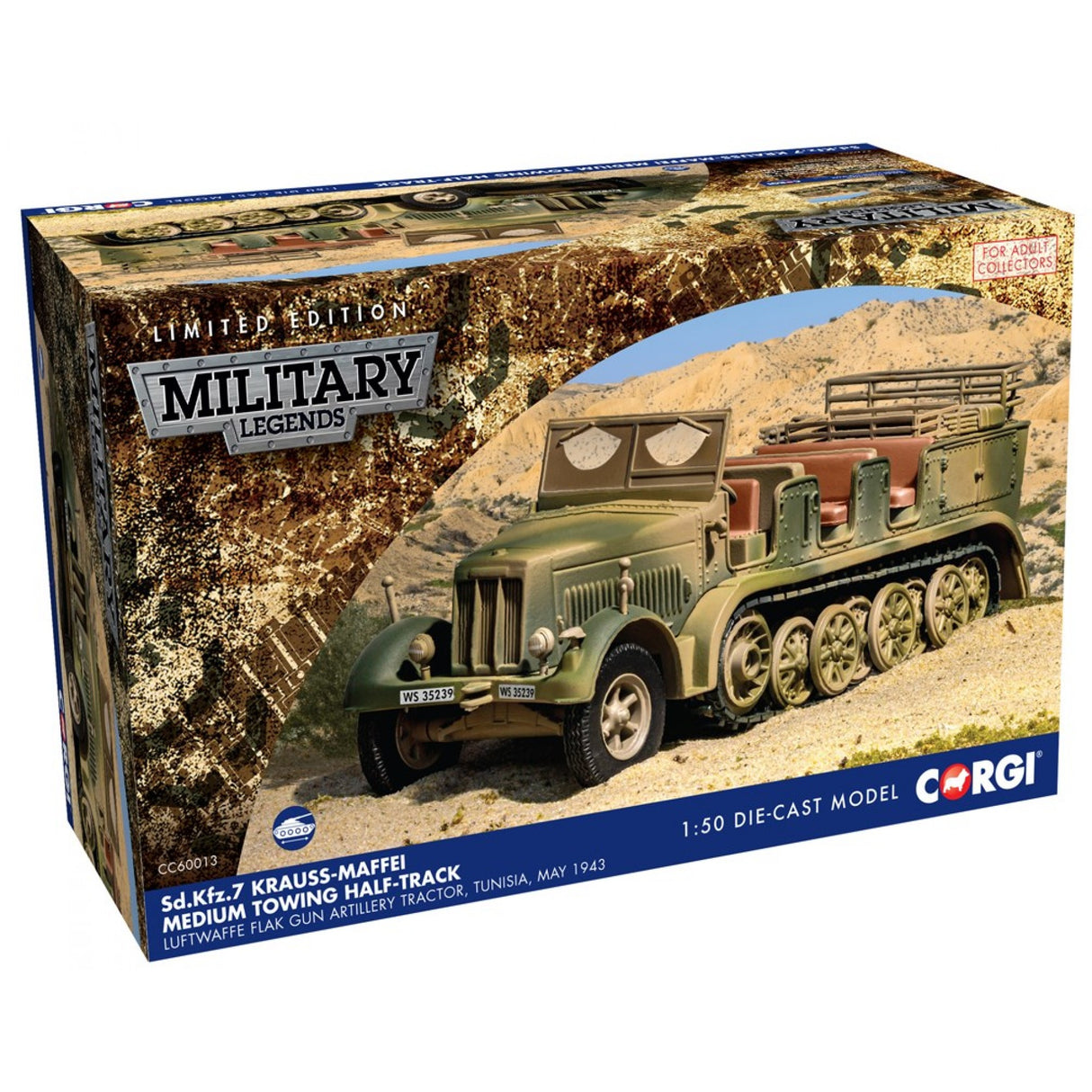 Corgi 1/50 Scale Die-Cast Sd.Kfz.7 Krauss-Maffei Medium Towing Half-Track