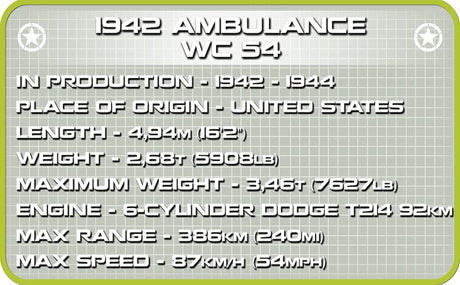 Cobi 1942 Ambulance WC-54 Brick Model Kit [variant_option4]