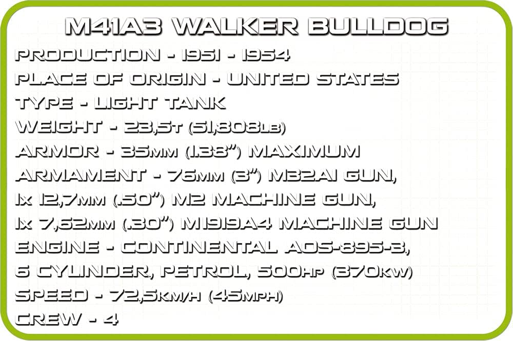 Cobi M41A3 Walker Bulldog Brick Model Kit [variant_option4]