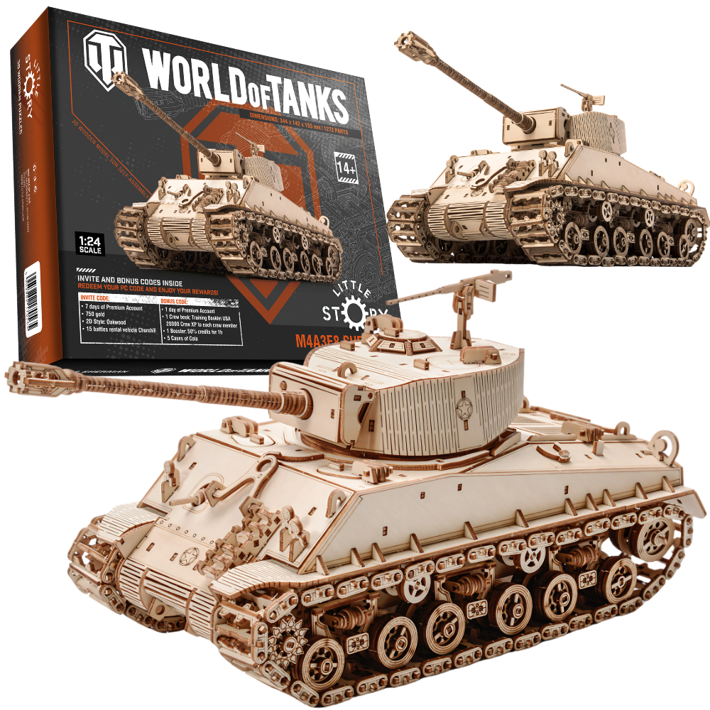 Little Story: World of Tanks Wooden Model M4A38 Sherman Scale Model [variant_option4]