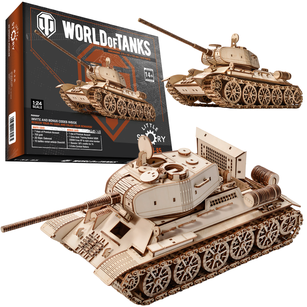 Little Story: World of Tanks Wooden Model T34-85 Tank Scale Model [variant_option4]