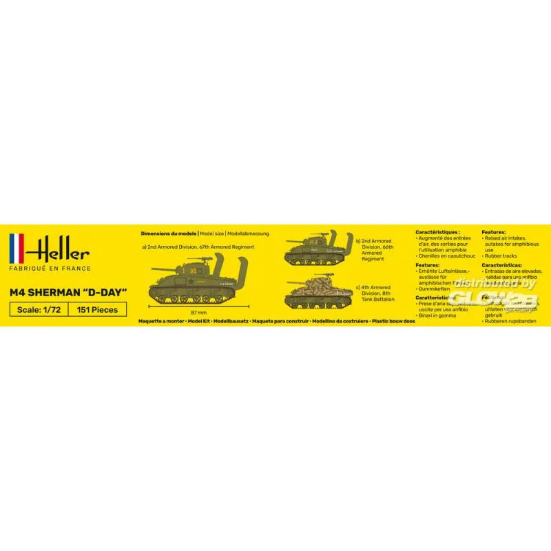 Heller 1/72 M4 Sherman D-Day Scale Model Heller