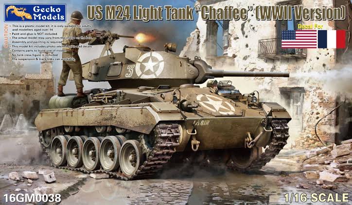 1/16 US M24 Light Tank Chaffee WWII Version (weight tags, worm, check) Scale Model Gecko