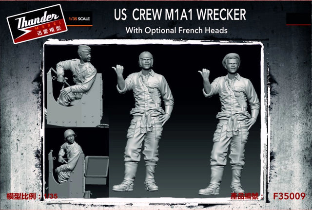 Thunder Models 1/35 US Crew M1A1 Wrecker, with Optional French Heads. Scale Model Thunder model