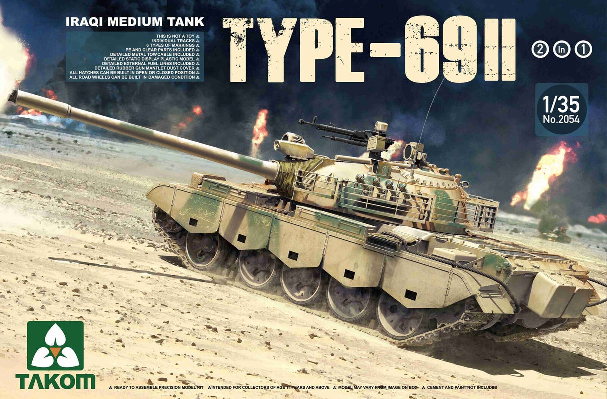 Takom 1/35 Scale Iraqi Medium Tank Type-69 II, 2 in 1