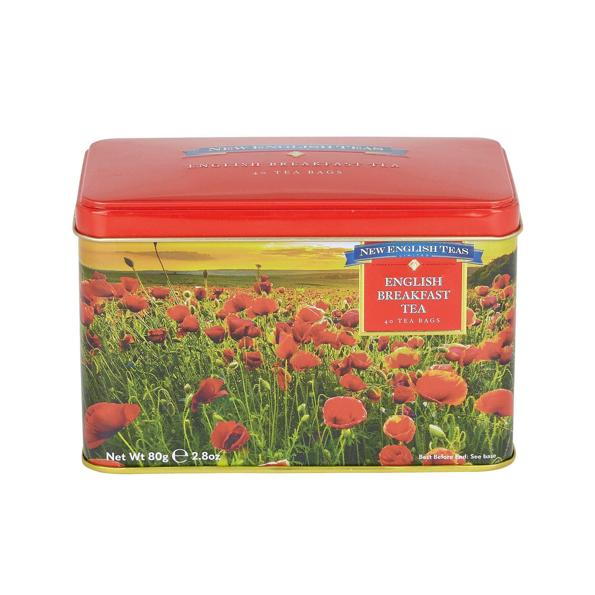 Poppy Tea Bag Tin with 40 English Afternoon Tea Bags Drink New English Teas