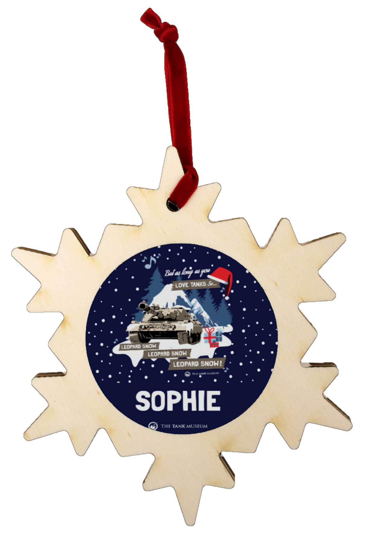 Christmas Leopard Snow Personalised Tree Decoration