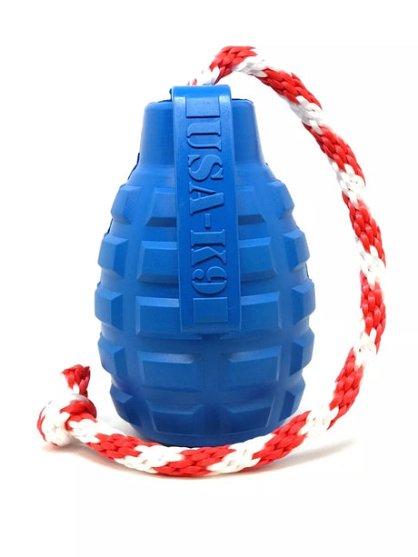 K-9 Grenade Dog Toy With Rope Homeware Blue [variant_option4]