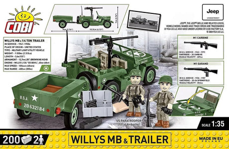 Cobi 1/35 Willys MB and Trailer Brick Model Kit [variant_option4]