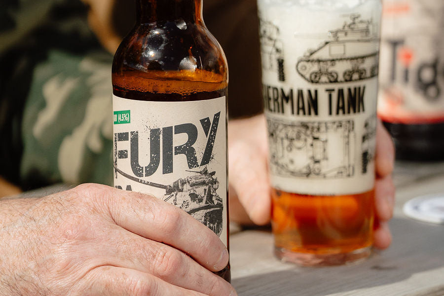 Fury Beer and Sherman Blueprint Pint Glass Gift Selection Drink The Tank Museum