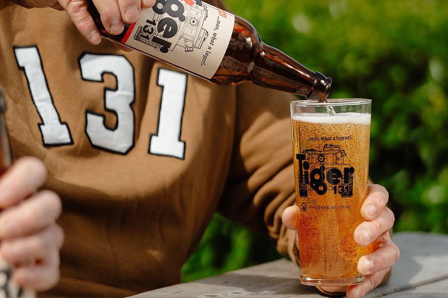 Tiger 131 Lager and Tiger 131 Pint Glass Gift Selection Drink The Tank Museum