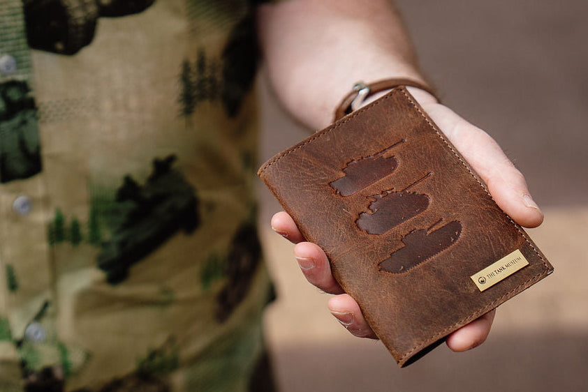 Tank Museum Brown Leather Passport Holder Wallet Coastal