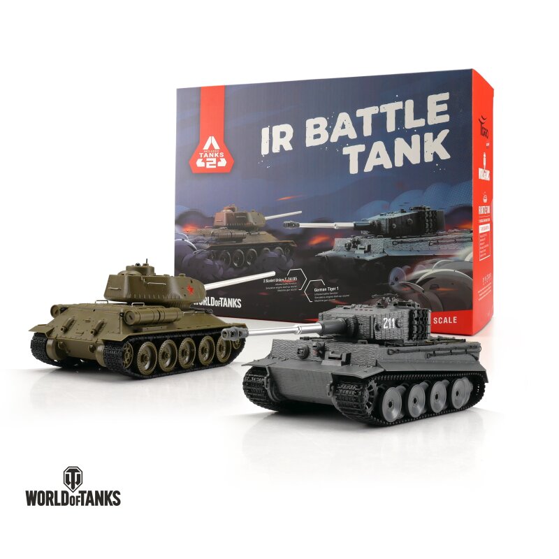 World of Tanks Remote Control Tank Set: 1/30 Scale Tiger I + T-34/85 IR