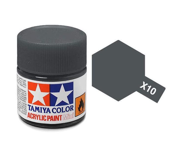 Tamiya 10ml Acrylic High Gloss Paint: X-1 to X-19 Model Paint X-10 Gun Metal [variant_option4]