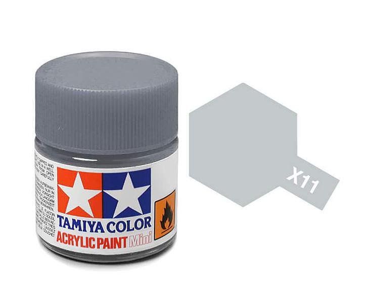 Tamiya 10ml Acrylic High Gloss Paint: X-1 to X-19 Model Paint X-11 Chrome Silver [variant_option4]