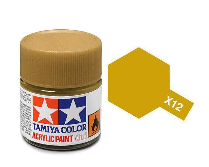 Tamiya 10ml Acrylic High Gloss Paint: X-1 to X-19 Model Paint X-12 Gold Leaf [variant_option4]