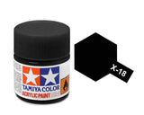 Tamiya 10ml Acrylic High Gloss Paint: X-1 to X-19 Model Paint X-18 Semi Gloss Black [variant_option4]