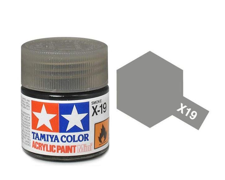 Tamiya 10ml Acrylic High Gloss Paint: X-1 to X-19 Model Paint X-19 Smoke [variant_option4]