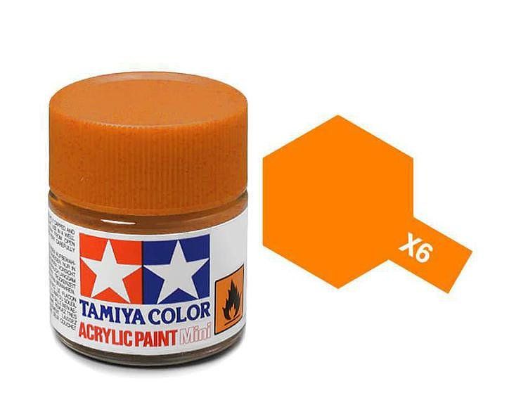 Tamiya 10ml Acrylic High Gloss Paint: X-1 to X-19 Model Paint X-6 Orange [variant_option4]