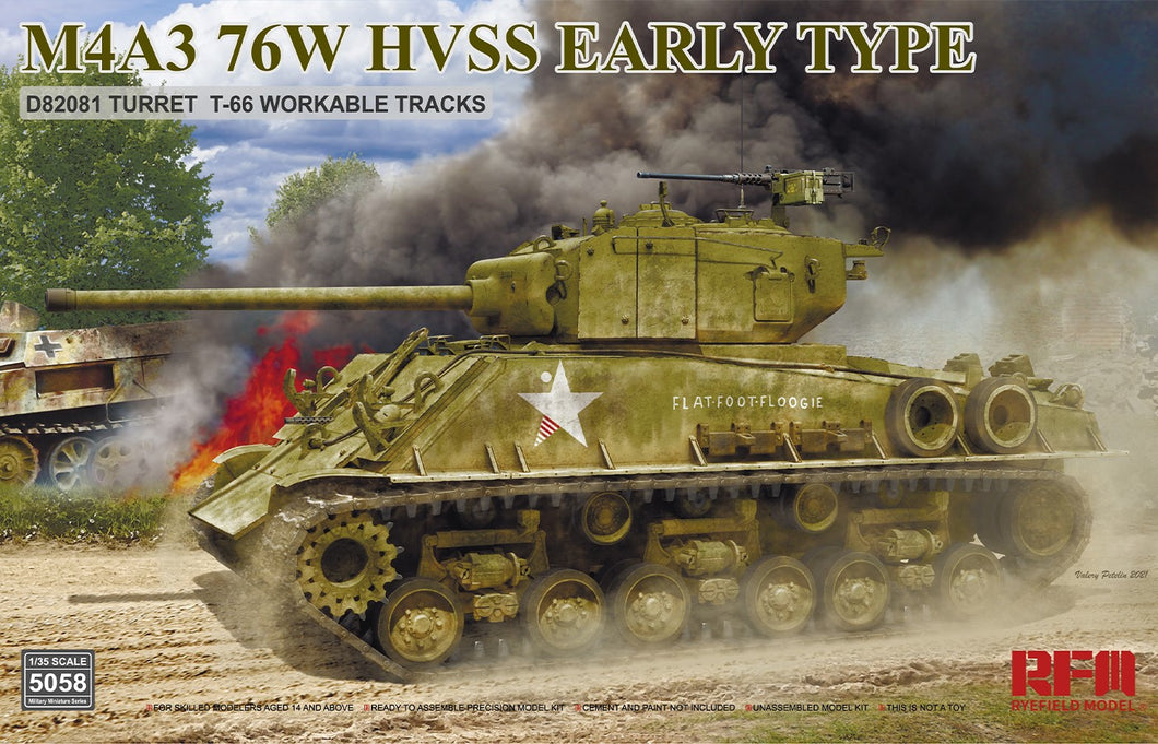 Ryefield Model 1/35 Sherman M4A3E8 76W HVSS Early Type T66 Track