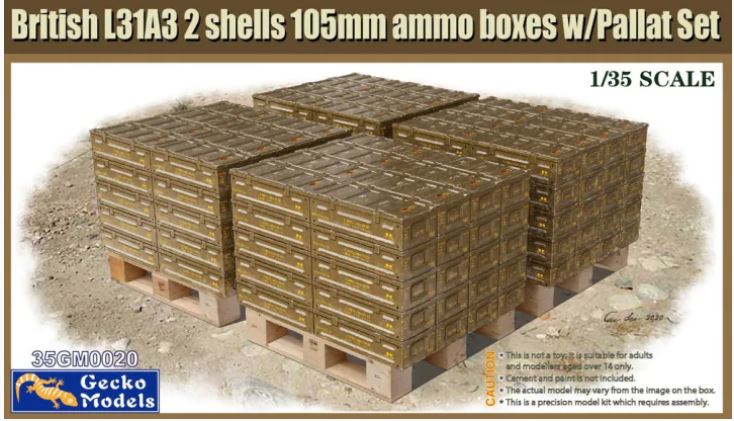 Gecko models 1/35 British 105mm Ammo boxes W/Pallat Set