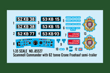 Load image into Gallery viewer, Hobby Boss 1/35 Scammell Commander with 62 tonne Crane Fruehauf semi-trailer.
