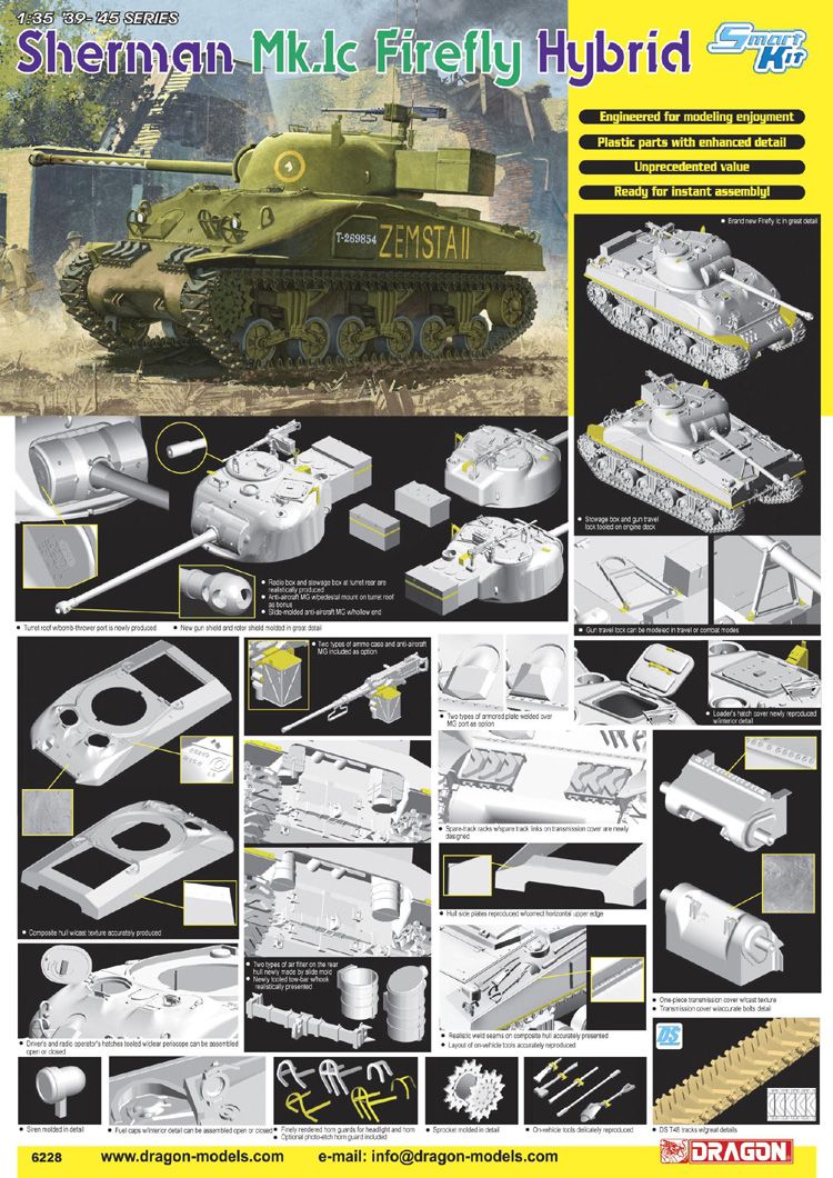 Dragon Models 1/35 Sherman Mk.1C Frefly Hybrid