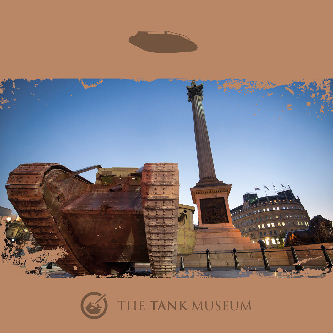 Tank Museum Greetings Card : Replica Mark IV in Trafalgar Square