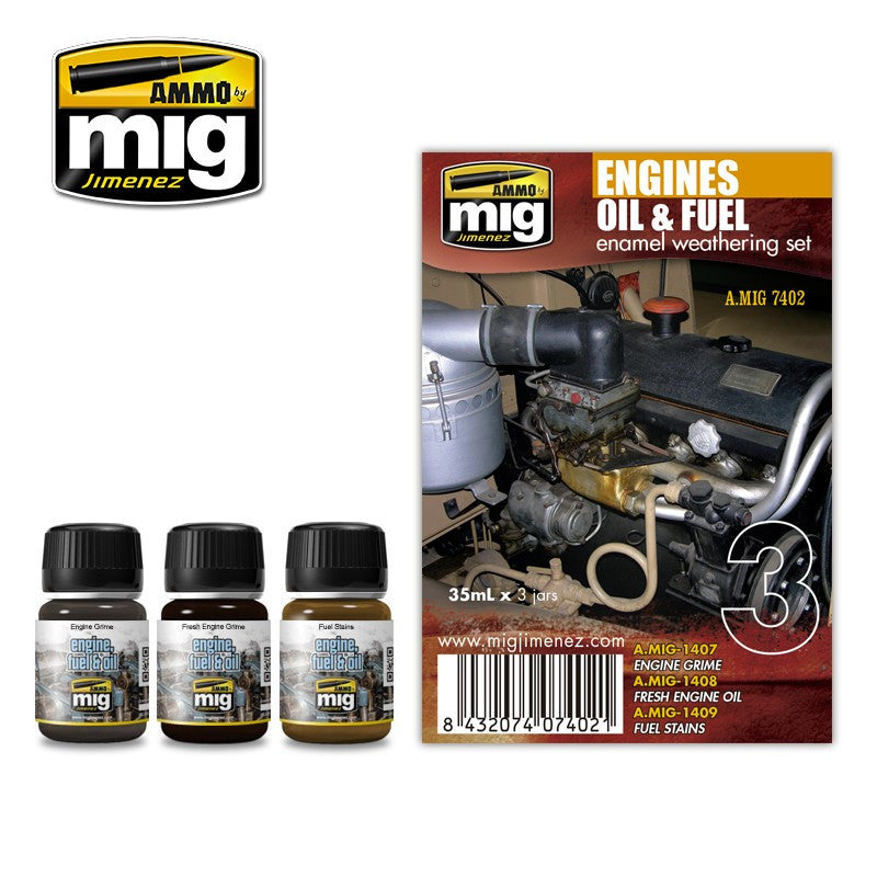 Ammo by Mig Engines Oil & Fuels Enamel Weathering Set