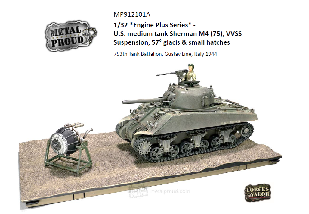 Forces of Valor 1/32 US Sherman M4 (75) 753rd Tank Battalion Italy 1944